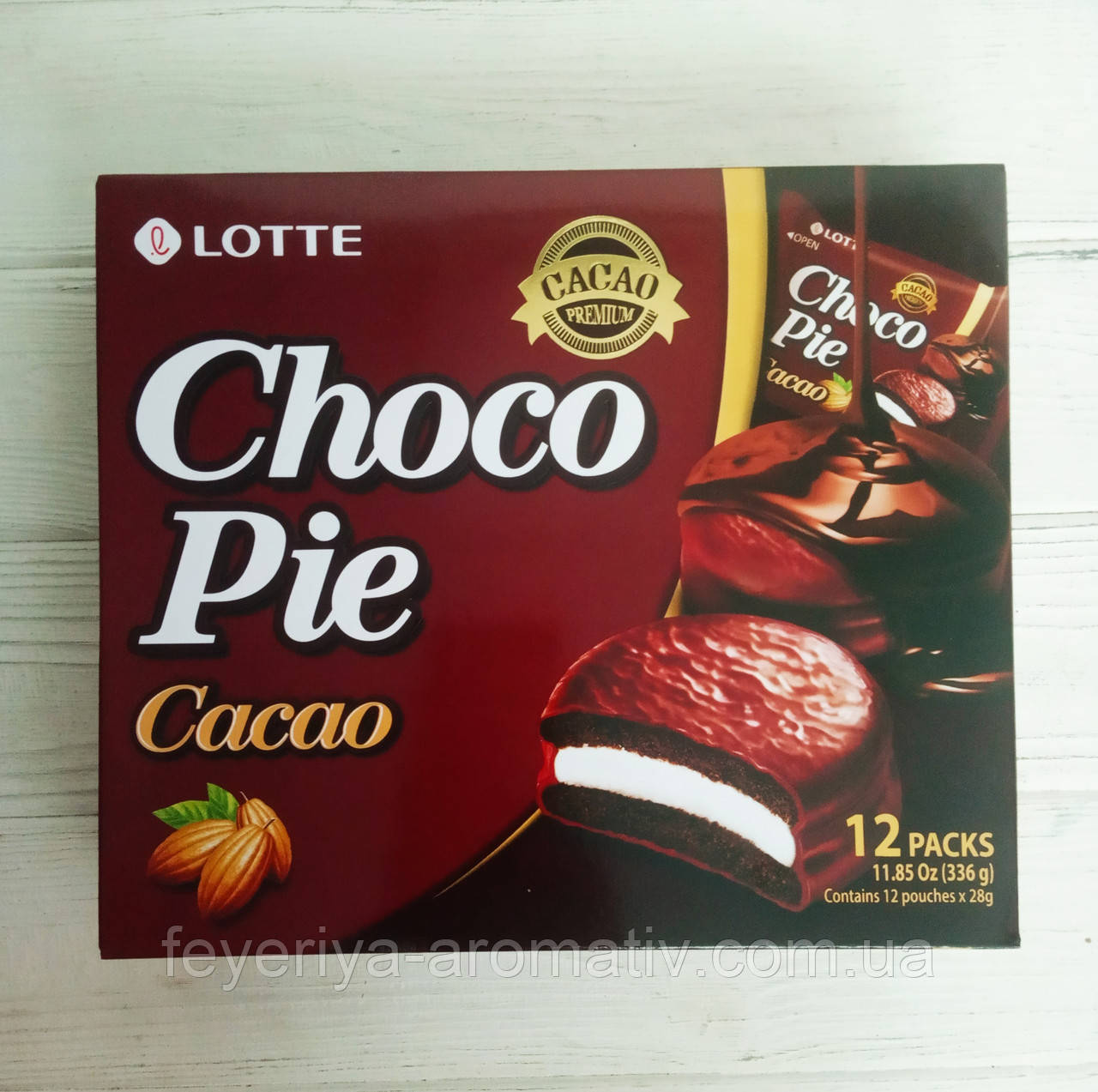 Печиво шоколадної глазурі Choco pie Cacao 336г Lotte (Корея)