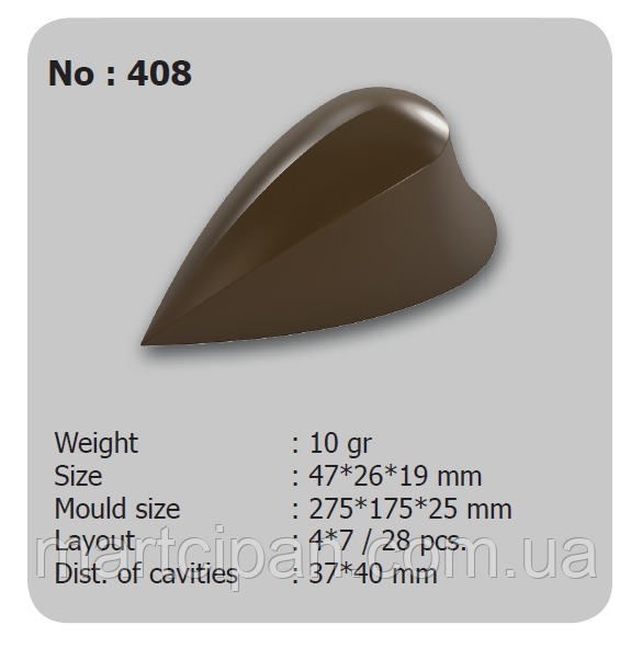 No 408 полікарбонатна форма для шоколадних цукерок Туреччина Implast, фото 1