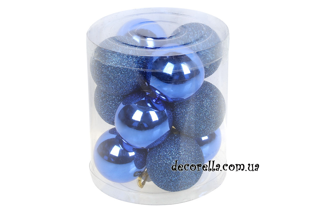 Набор елочных шаров 8см, 12 шт, королевский синий, фото 1