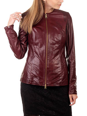 Бордова шкіряна куртка жіноча класика (Арт. PRI2131)