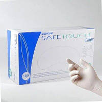 Рукавички медичні латексні текстуровані SafeTouch без пудри 100 шт в уп. щільні, Medicom