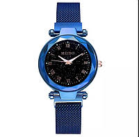 Жіночий годинник сітчастий ремінець із магнітною застібкою сині