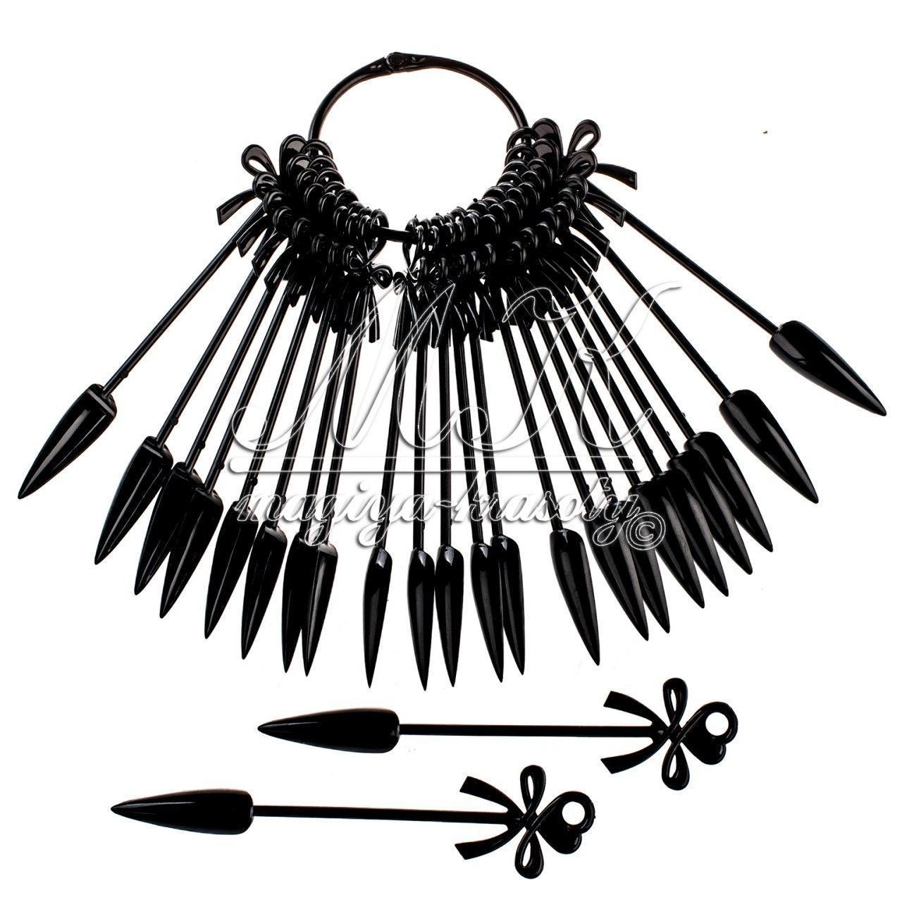 Типса (24 шт.) чорна, для зразків на кільці (віяр) в асортименті.