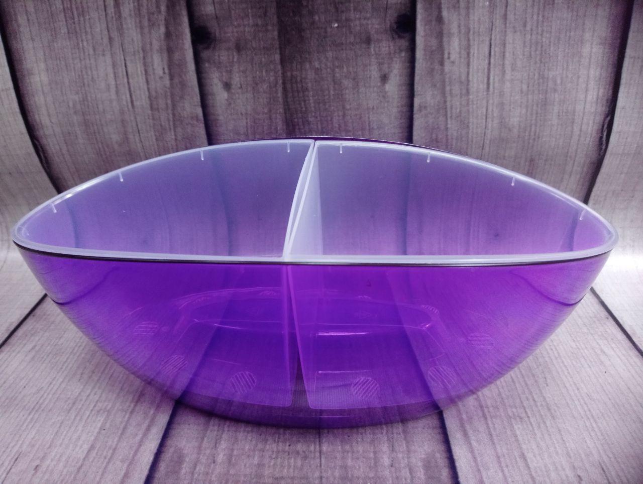 Вазон Каное овальний зі вставкою 32*14 фіолетовий-прозорий