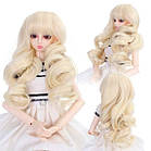 Перука для шарнірної ляльки BJD,1/3 білий колір волосся, великі кучері, фото 2