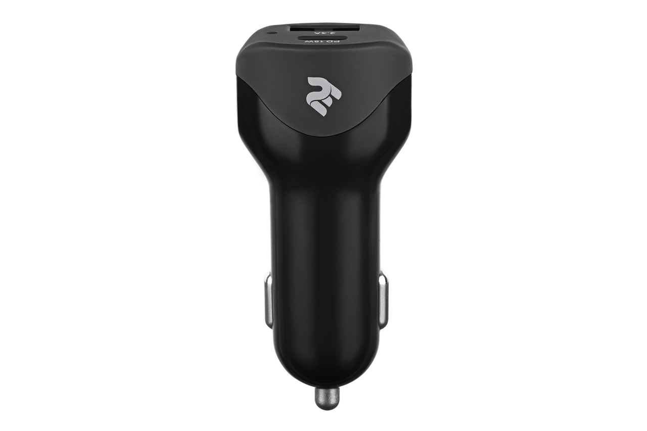 Автомобільний зарядний пристрій в прикурювач 2E 2xUSB 30W Type-C P 2.4A Чорний (2E-ACR18WQC)