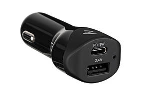 Автомобільний зарядний пристрій в прикурювач 2E 2xUSB 30W Type-C P 2.4A Чорний (2E-ACR18WQC), фото 3