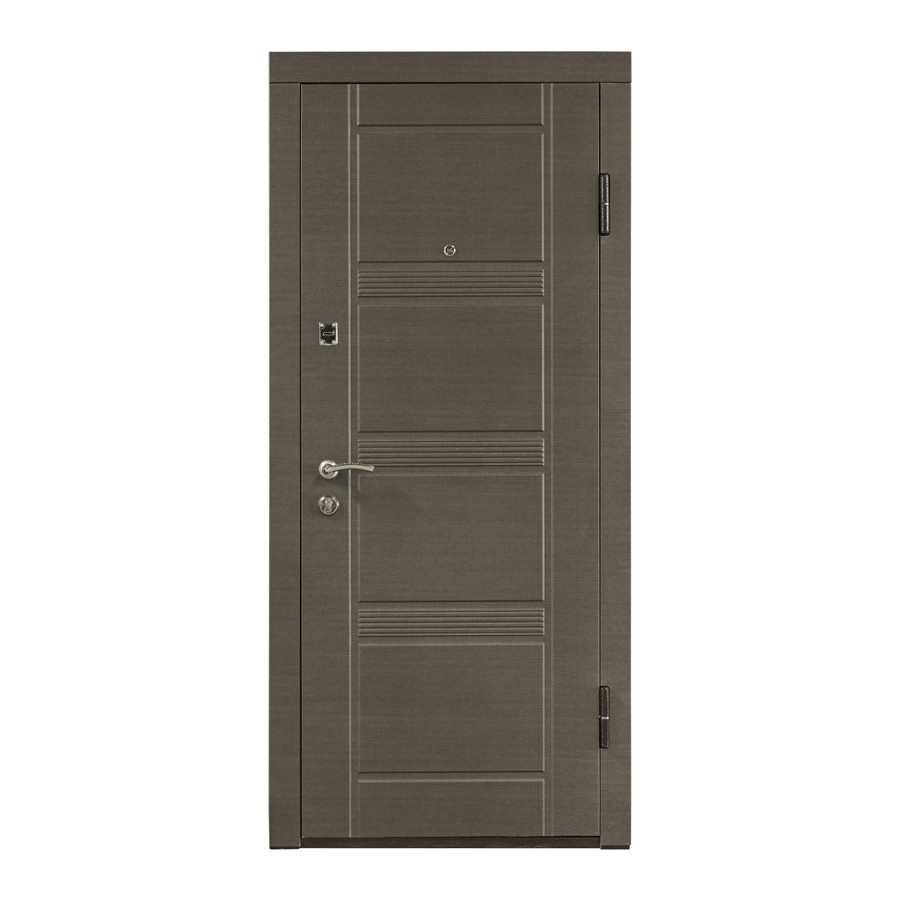 Двері вхідні металеві Міністерство дверей ПО-29 венге сірий горизонтальний 860*2050 ліва