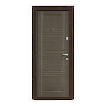 Двері вхідні металеві Міністерство дверей ПО-29 венге сірий горизонтальний 860*2050 ліва, фото 2