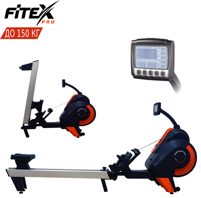 Гребний тренажер Fitex R900G. Повітряний. Комерційний. До 150 кг. Маховик 5,6 кг