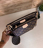 Жіноча шкіряна сумка крос-боді LV люкс коричнева, фото 2