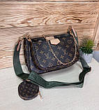 Жіноча шкіряна сумка крос-боді LV люкс коричнева, фото 5