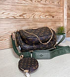 Жіноча шкіряна сумка крос-боді LV люкс коричнева, фото 3