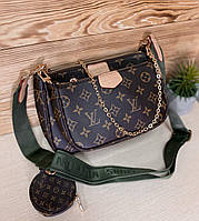 Жіноча шкіряна сумка крос-боді LV люкс коричнева