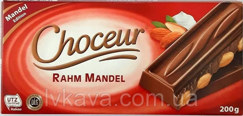 Молочний шоколад Choceur Rahm Mandel, 200 г, фото 2