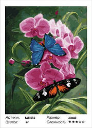 МST012. Набір для малювання по номерах 30х40 "Метелики на орхідеях" MST012 (на підрамнику)