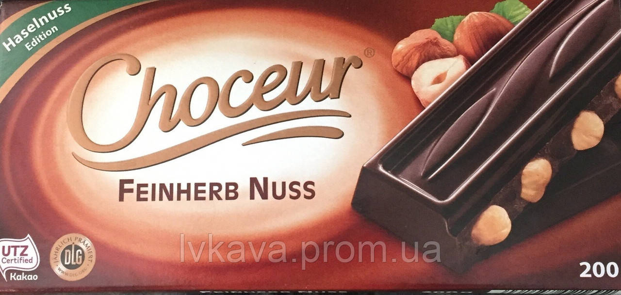 Чорний шоколад Choceur feinherb nuss, 200 г