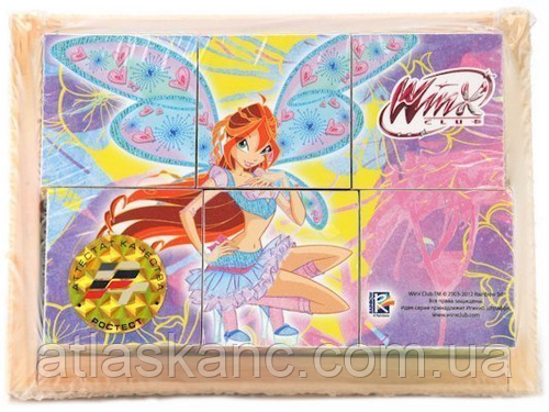 Іграшка Кубики дерев'яні WINX 6 шт. у дерев'яній підставці С-6-W
