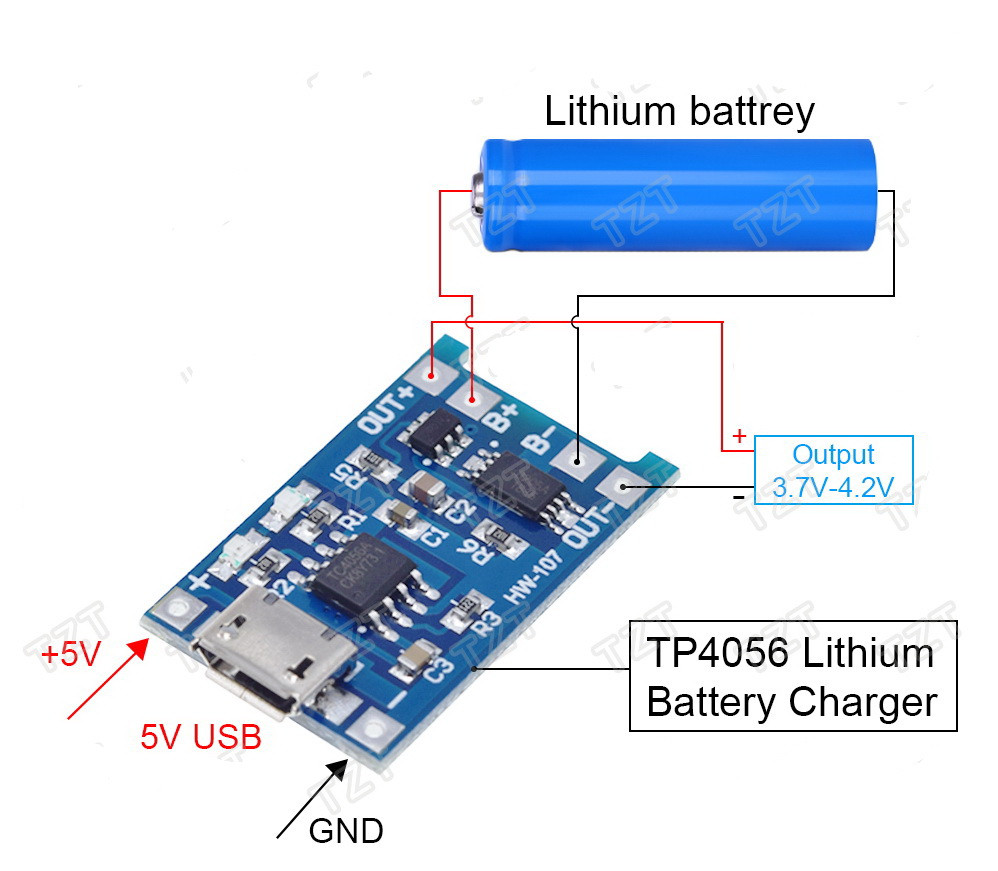 Електронний модуль TP4056 microUSB зарядки литієвих акумуляторів з захистом DC 5 В