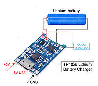Електронний модуль TP4056 microUSB зарядки литієвих акумуляторів з захистом DC 5 В