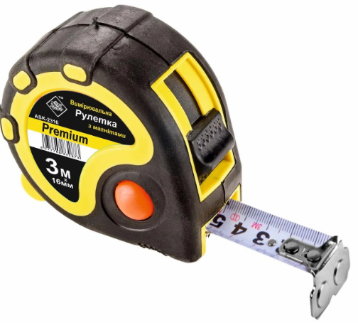 Рулетка вимірювальна 3м. 16мм. з магнітом