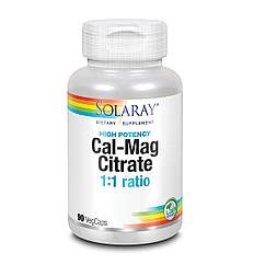 Кальцій І Магній, Cal-Mag Citrate, High Potency, Solaray, 90 капсул
