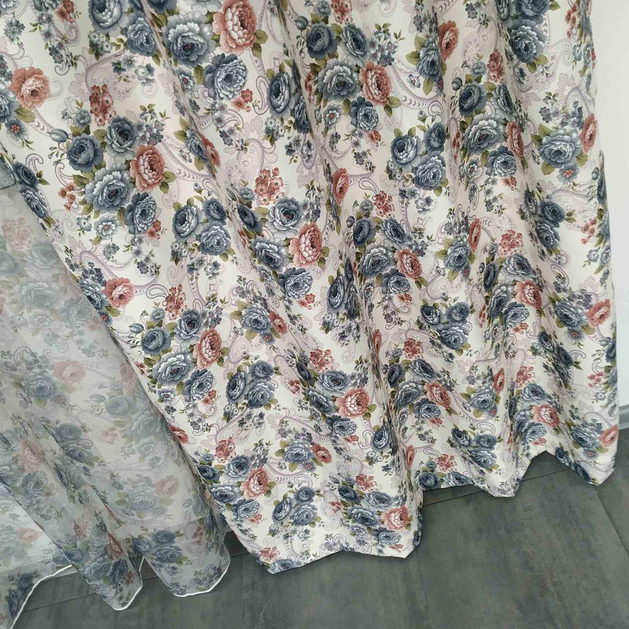 Готові штори з тюллю Прованс "Provance" (компаньйони) Тканина: Штори - атлас, Тюль - батист, фото 1