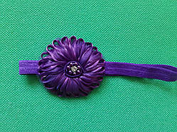Пов'язка для дівчинки фіолетова - розмір квітки 7см, розмір універсальний (на резинці)