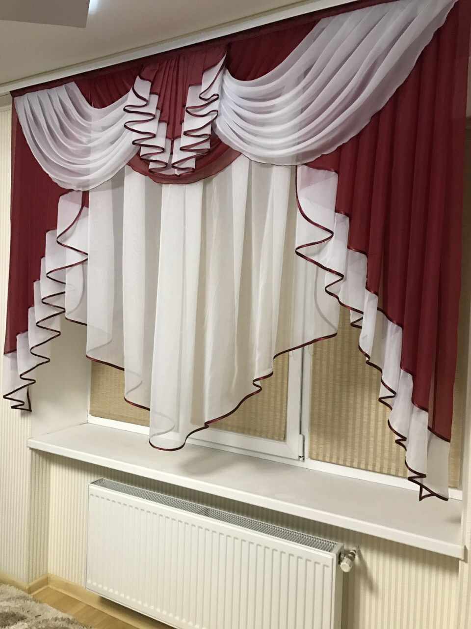 Тюль з ламбрекеном 2м Мілена бордо