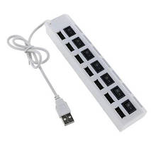USB-хаб із підсвіткою з вимикачами на 7 портів, білий