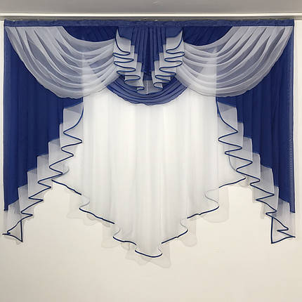 Тюль з ламбрекеном 2м Мілена синій, фото 1