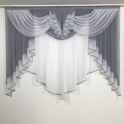 Тюль з ламбрекеном 2м Мілена сірий, фото 1