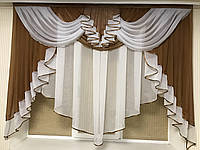 Тюль з ламбрекеном 2м Мілена коричневий