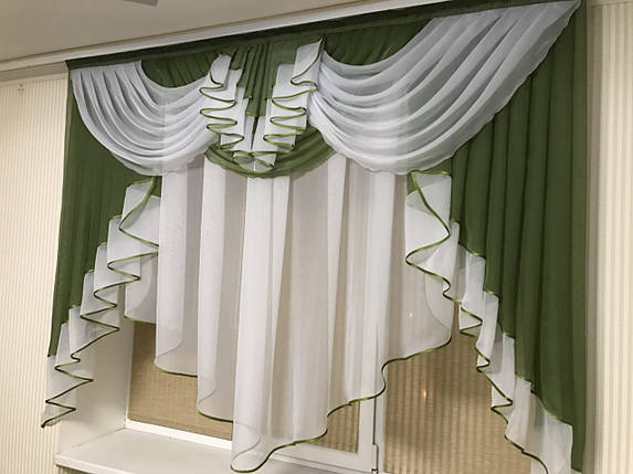 Тюль з ламбрекеном 2м Мілена зелений, фото 1