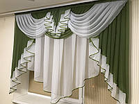 Тюль з ламбрекеном 2м Мілена зелений