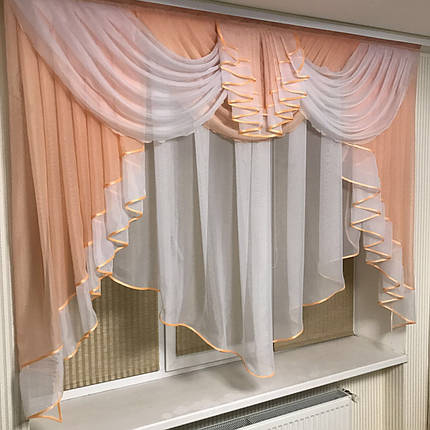 Тюль з ламбрекеном 2м Мілена персиковий, фото 1