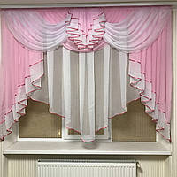 Тюль з ламбрекеном 2м Мілена рожевий