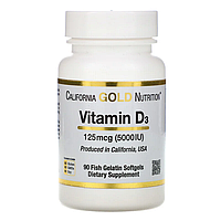 Vitamin D3 125 mcg 5000 IU California Gold Nutrition 90 капсул