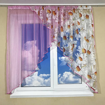 Кухонні фіранки на маленьке вікно №418 рожева, фото 2