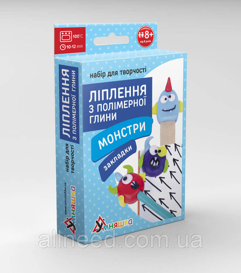 Дитячий набір для ліплення з полімерної глини "Закладки Монстри" (ПГ-006) PG-006 закладки для книги, фото 1