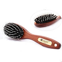 Щетка для волос массажная овальная деревянная со смешанной щетиной Salon Professional 7697CLB