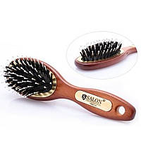 Щетка для волос массажная овальная деревянная со смешанной щетиной Salon Professional 7696CLG