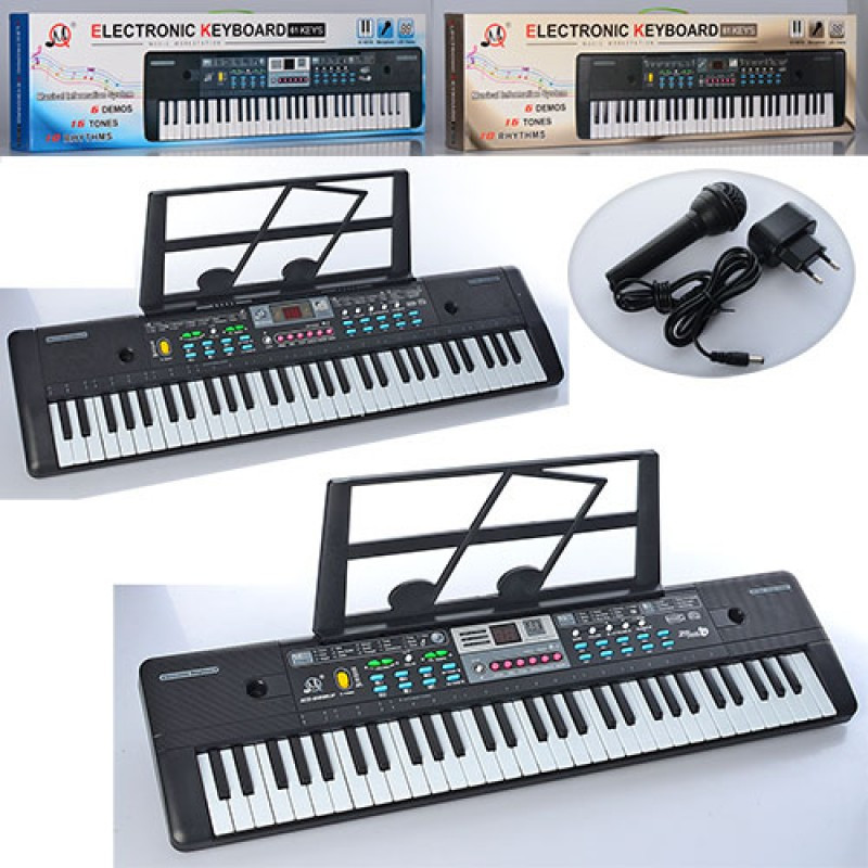 Синтезатор MQ022-23UF, 61 клавіша, записування,16 тонів, FM, USB-вхід, мікрофон, 2 різновиди, від мережі