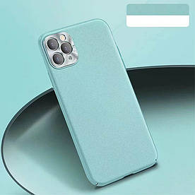 Чохол для iPhone 11 PRO пластиковий ультратонкий з металевим захистом камери, Colored Leather, Бірюзовий