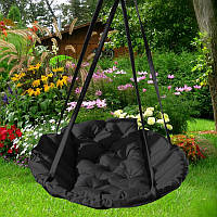 Подвесное кресло гамак для дома и сада 120 х 120 см до 250 кг черного цвета