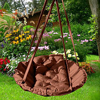 Подвесное кресло гамак для дома и сада 120 х 120 см до 250 кг коричневого цвета
