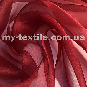 Тканина органза прозора з переливом 150 см однотон Темно-червоний