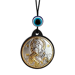 Брелок ікона Володимирська Богоматір срібна з позолотою