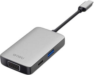 Адаптер WIWU A513HVP USB-C with 4K HDMI, USB 3.0 Ports, PD Charging, 3.5mm Audio and VGA Gray