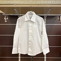 Качественная белая рубашка с длинным рукавом для мальчика (100% хлопок)